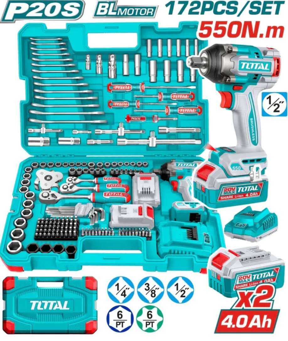 Llave de impacto 550NM + Juego de cubos 172 pcs