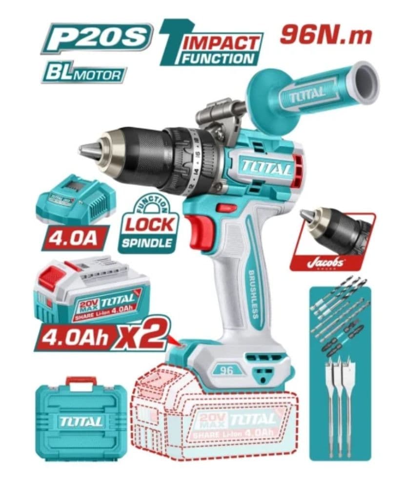 Taladro inalambrico de 1/2 20V 96NM